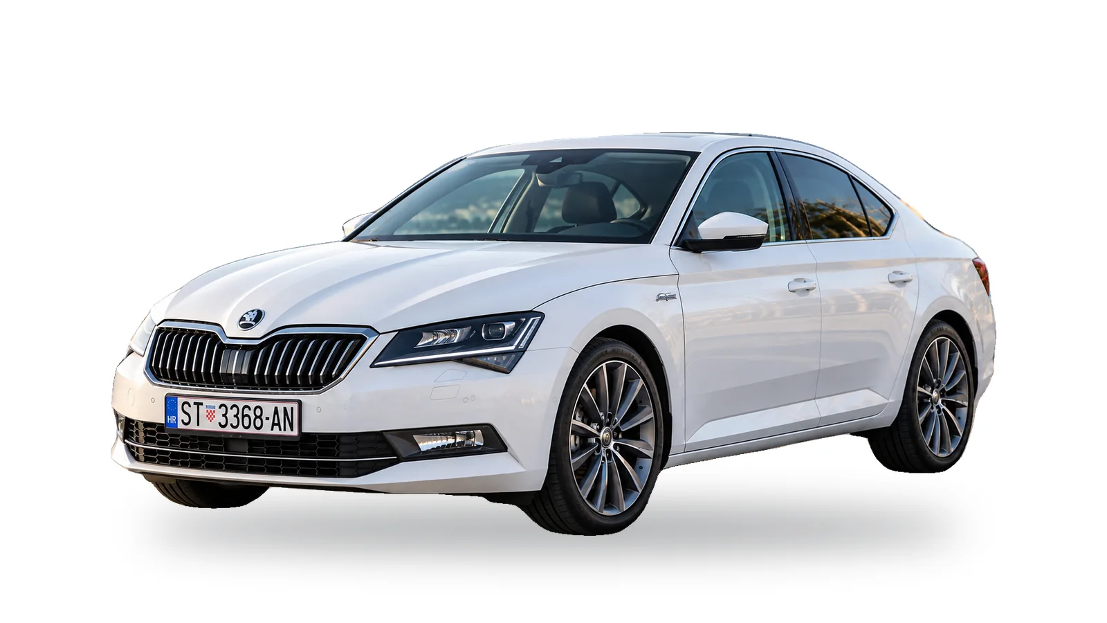 White Škoda Superb sedan used for private Split Airport transfers